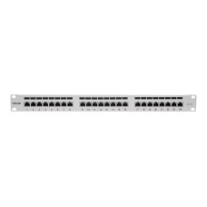 Intellinet 24-Port Cat6a Patchpanel, geschirmt, 24 Ports, FTP, 1 HE, Klemmleisten mit 90 Grad abgewinkelten Kabeleinführungen, grau - Patch Panel - RJ-45 X 24 - Grau - 1U - 48.3 cm (19`) - (0766623720854)