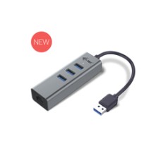 i-tec USB 3.0 Metal 3-Port - Hub - 3 x SuperSpeed USB 3.0 + 1 x 10/100/1000 - (8595611701856)