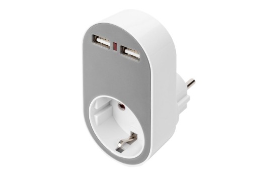 DIGITUS Universal Steckdosenadapter mit 2 x USB-A - (4016032458913)