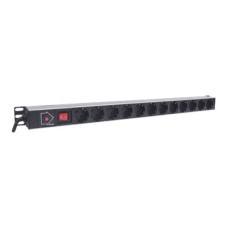 Intellinet 12-fach Steckdosenleiste, Schutzkontakt, vertikale Rackmontage, Überlastschalter, Netzschalter, 1,6 m Stromkabel - Steckdosenleiste (Rack - einbaufähig) - (0766623714044)
