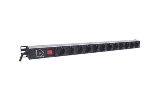 Intellinet 12-fach Steckdosenleiste, Schutzkontakt, vertikale Rackmontage, Überlastschalter, Netzschalter, 1,6 m Stromkabel - Steckdosenleiste (Rack - einbaufähig) - (0766623714044)
