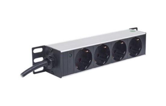 Intellinet 10` 4-fach Steckdosenleiste, Schutzkontakt, Power-LED, ohne Überspannungsschutz, 1,8 m Stromkabel, 1 HE - Steckdosenleiste (Rack - einbaufähig) - (0766623714020)
