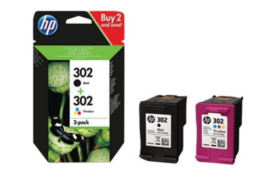 HP 302 Combo Pack - 2er-Pack - Schwarz, Farbe (Cyan, Magenta, Gelb) - (0190780475898)