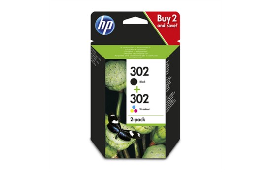 HP 302 Combo Pack - 2er-Pack - Schwarz, Farbe (Cyan, Magenta, Gelb) - (0190780475898)
