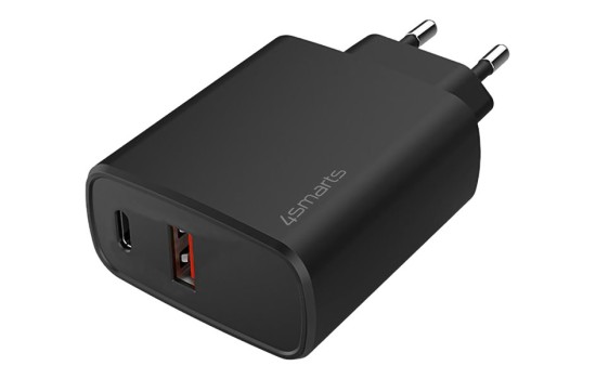 4smarts VoltPlug Adaptive - Netzteil - 25 Watt - PD 3.0, QC 3.0, AFC - 2 Ausgabeanschlussstellen (USB, USB-C) - (4250774954818)