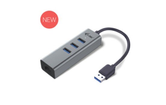 i-tec USB 3.0 Metal 3-Port - Hub - 3 x SuperSpeed USB 3.0 + 1 x 10/100/1000 - (8595611701856)