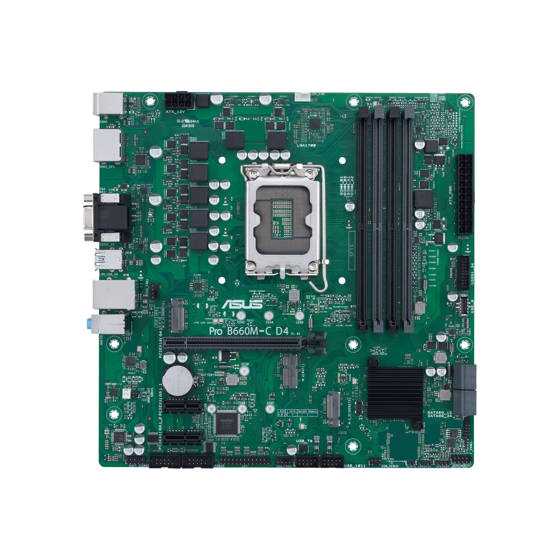 ASUS PRO B660M-C D4-CSM - Motherboard - micro ATX - LGA1700-Sockel - B660 Chipsatz - USB-C Gen1, USB 3.2 Gen 1 - Gigabit LAN - Onboard-Grafik (CPU erforderlich) - (4711081509431)