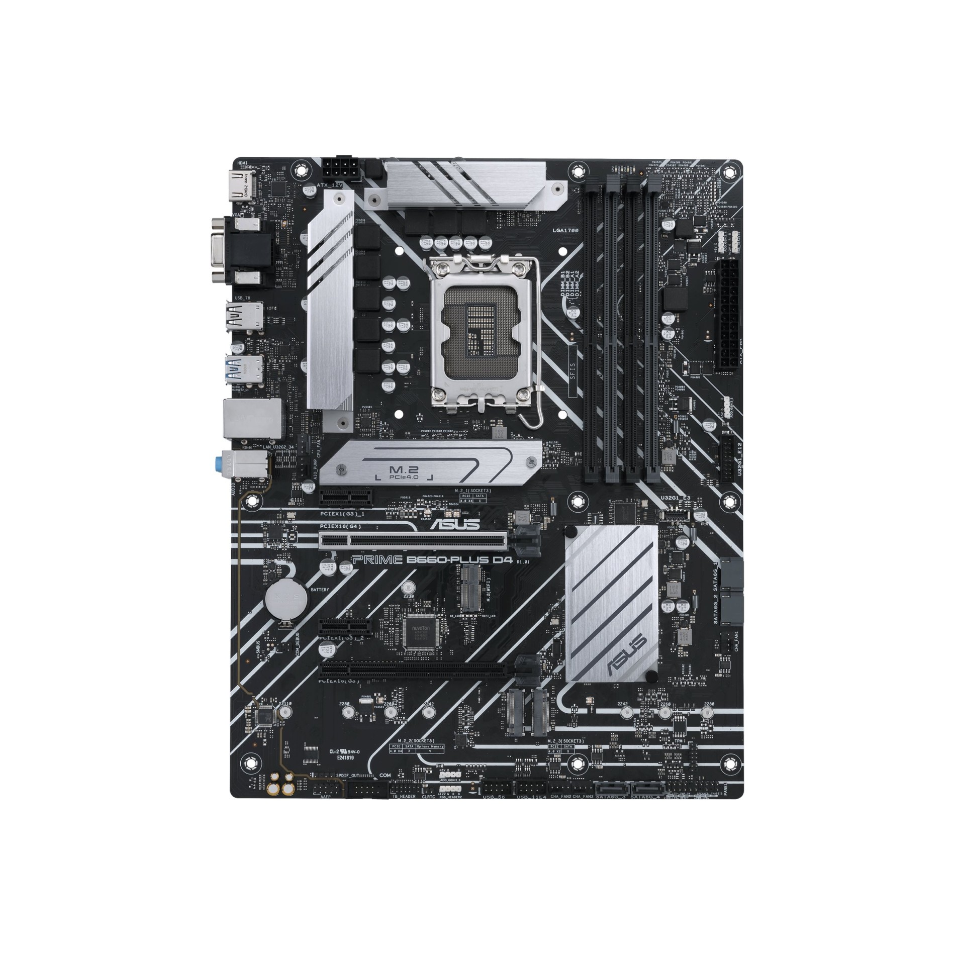 ASUS PRIME B660-PLUS D4 - Motherboard - ATX - LGA1700-Sockel - B660 Chipsatz - USB 3.2 Gen 1, USB 3.2 Gen 2, USB-C Gen 2x2 - 2.5 Gigabit LAN - Onboard-Grafik (CPU erforderlich) - (4711081523017)