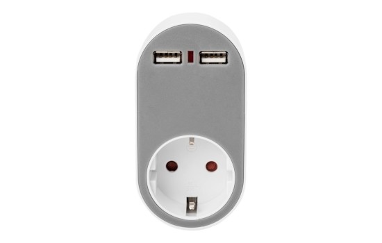 DIGITUS Universal Steckdosenadapter mit 2 x USB-A - (4016032458913)
