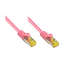 Good Connections RJ45 Patchkabel mit Cat. 7 Rohkabel und Rastnasenschutz (RNS) - S/FTP - PiMF - halogenfrei - 500MHz - OFC - magenta - 10m - (4014619774005)