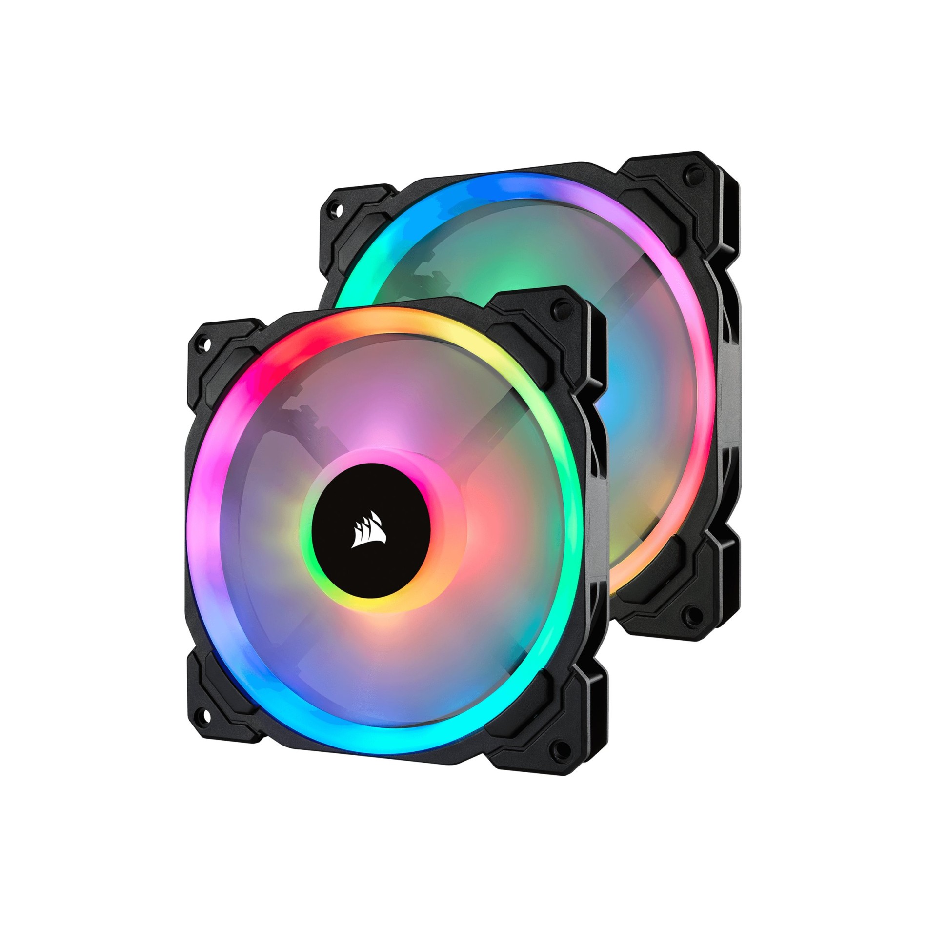 Corsair LL Series LL140 RGB Dual Light Loop - Gehäuselüfter - 140 mm - weiß, Blau, Gelb, Rot, grün, orange, violett - 14 cm (Packung mit 2) - (0843591032452)
