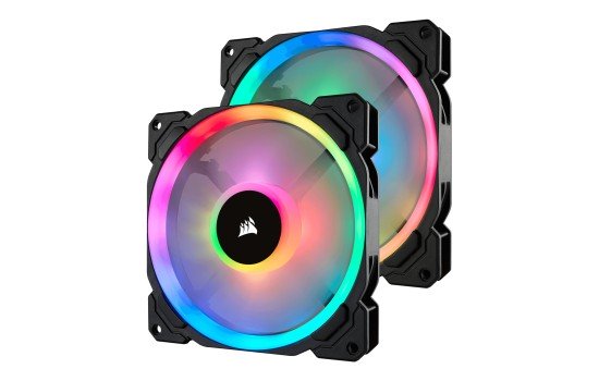 Corsair LL Series LL140 RGB Dual Light Loop - Gehäuselüfter - 140 mm - weiß, Blau, Gelb, Rot, grün, orange, violett - 14 cm (Packung mit 2) - (0843591032452)