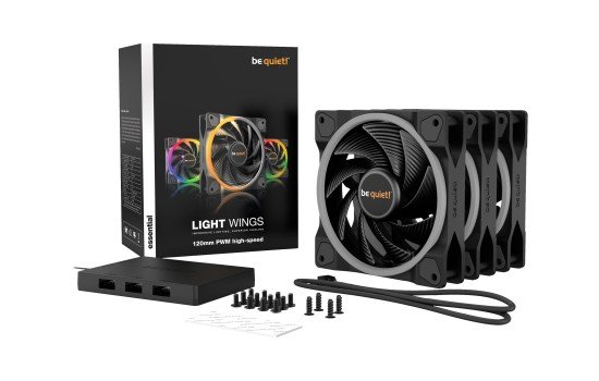 Be Quiet! Light Wings - Gehäuselüfter - 120 mm - Schwarz (Packung mit 3) - (4260052188811)