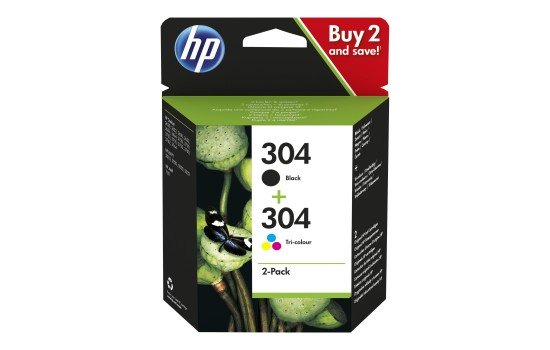 HP 304 - 2er-Pack - Farbe (Cyan, Magenta, Gelb), pigmentiertes Schwarz - (0192545191432)