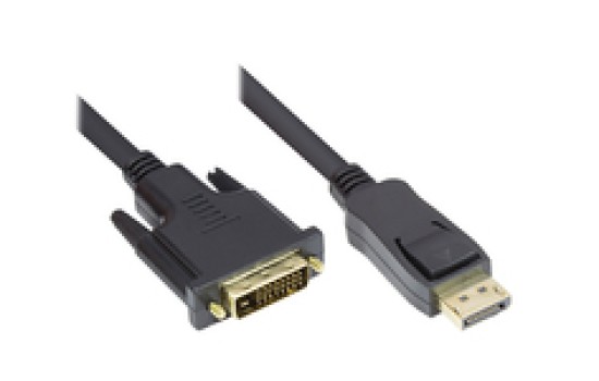 Good Connections Anschlusskabel DisplayPort an DVI-D 24+1 - 24K vergoldete Kontakte - OFC - schwarz - 1m - (4014619246861)