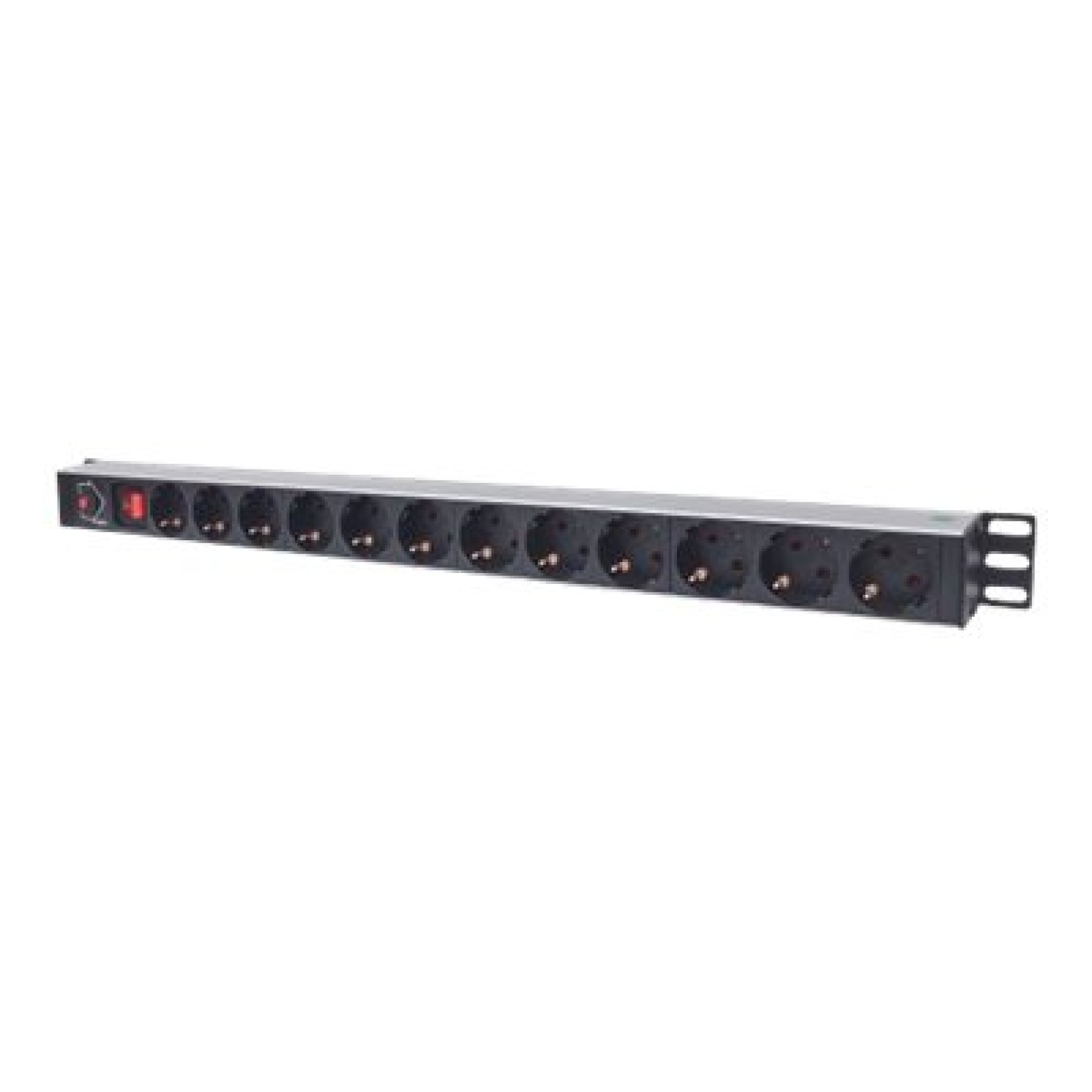 Intellinet 12-fach Steckdosenleiste, Schutzkontakt, vertikale Rackmontage, Überlastschalter, Netzschalter, 1,6 m Stromkabel - Steckdosenleiste (Rack - einbaufähig) - (0766623714044)