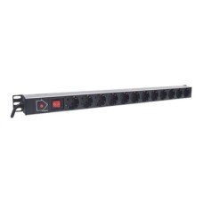 Intellinet 12-fach Steckdosenleiste, Schutzkontakt, vertikale Rackmontage, Überlastschalter, Netzschalter, 1,6 m Stromkabel - Steckdosenleiste (Rack - einbaufähig) - (0766623714044)