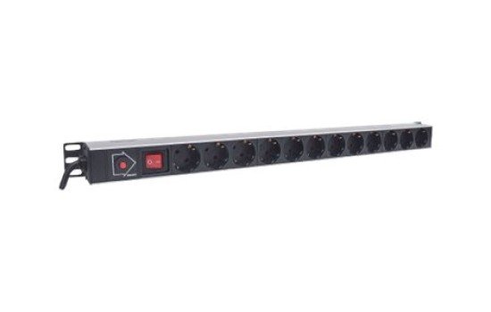 Intellinet 12-fach Steckdosenleiste, Schutzkontakt, vertikale Rackmontage, Überlastschalter, Netzschalter, 1,6 m Stromkabel - Steckdosenleiste (Rack - einbaufähig) - (0766623714044)