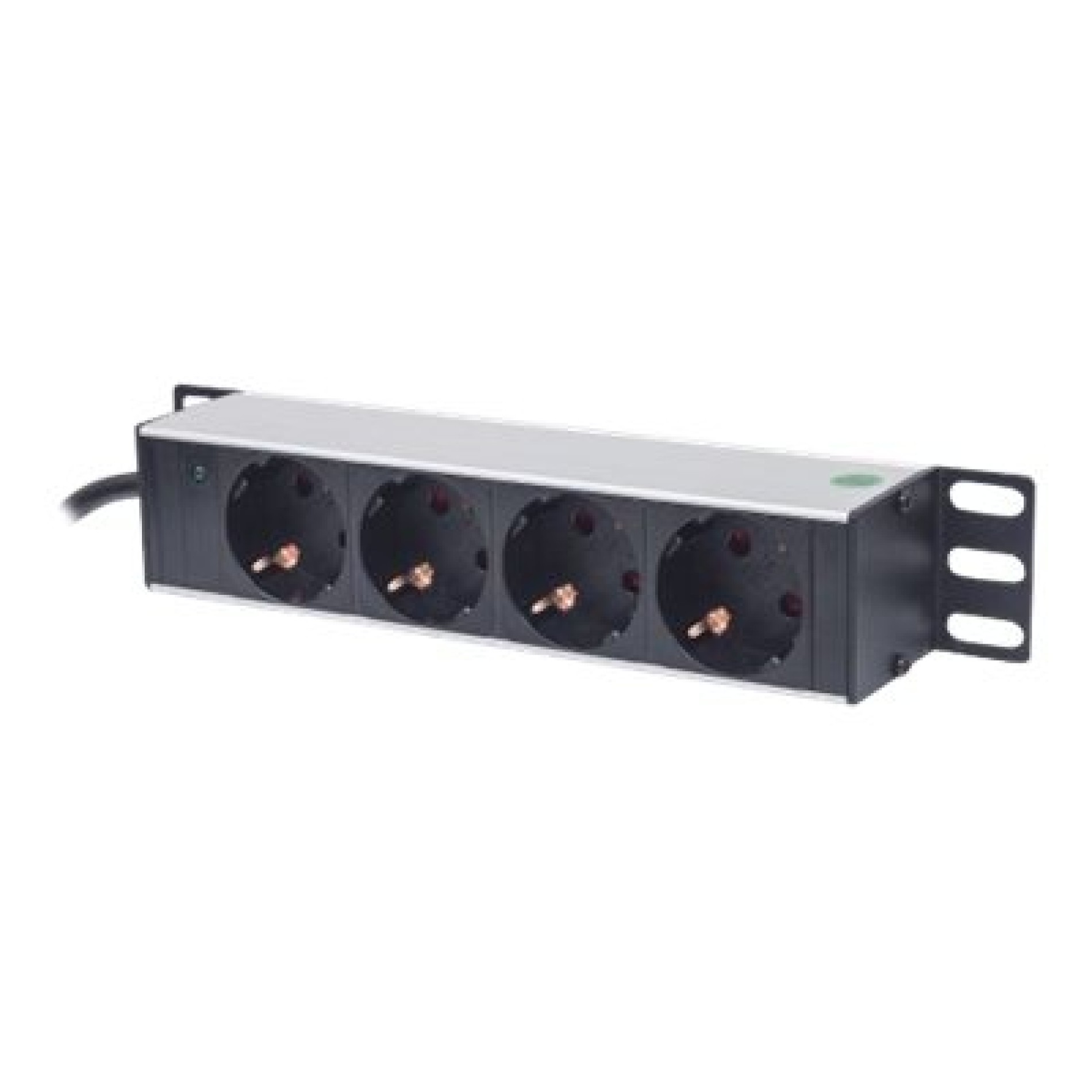 Intellinet 10` 4-fach Steckdosenleiste, Schutzkontakt, Power-LED, ohne Überspannungsschutz, 1,8 m Stromkabel, 1 HE - Steckdosenleiste (Rack - einbaufähig) - (0766623714020)