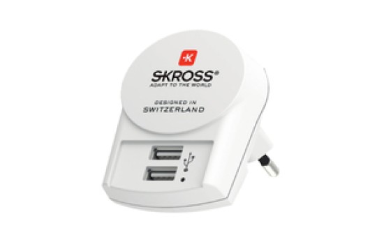 SKROSS PRO+ 2xUSB World ohne CH/I - Universal - Universal - 100 - 250 V - 50 - 60 Hz - 7 A - Weiß - (7640166323662)