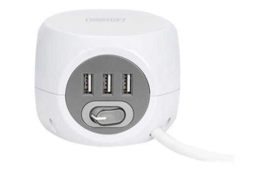 DIGITUS 3-fach Steckdosenwürfel mit 3 USB-Anschlüssen - (4016032474388)