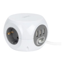 DIGITUS 3-fach Steckdosenwürfel mit 3 USB-Anschlüssen - (4016032474388)