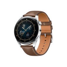 Huawei Watch 3 - Classic Edition - 46 mm - Edelstahl - intelligente Uhr mit Riemen - Leder - braun - Anzeige 3.6 cm (1.43`) - (6941487218868)