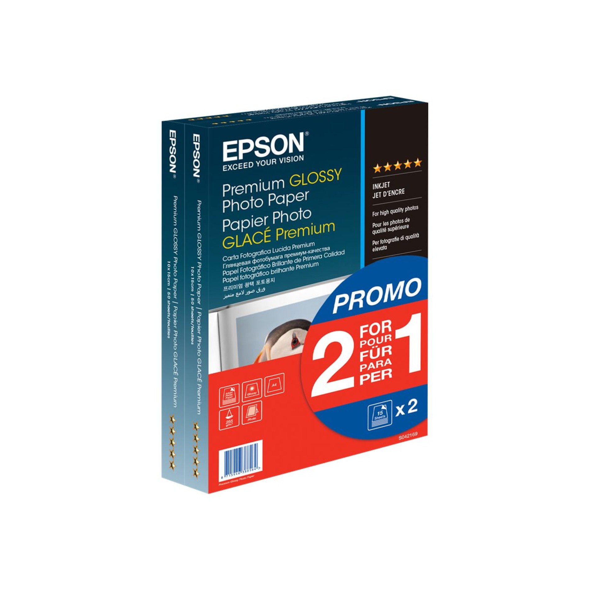 Epson Premium Glossy Photo Paper BOGOF - Glänzend - 100 x 150 mm - 255 g/m² - 40 Blatt Fotopapier (Packung mit 2) - (8715946388540)