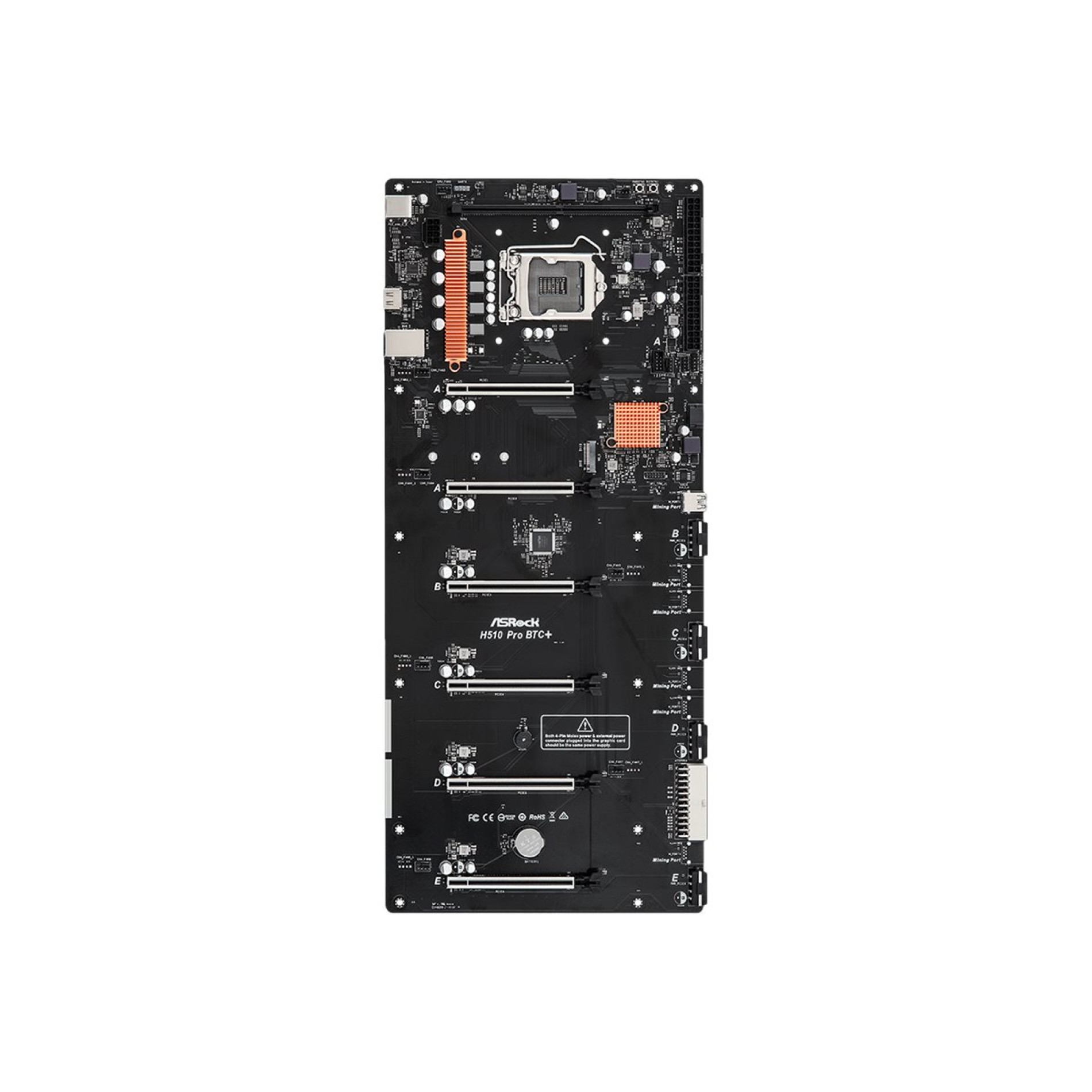 ASRock H510 Pro BTC+ - Motherboard - LGA1200-Sockel - H510 Chipsatz - USB 3.2 Gen 1 - Gigabit LAN - Onboard-Grafik (CPU erforderlich) - (4710483935220)
